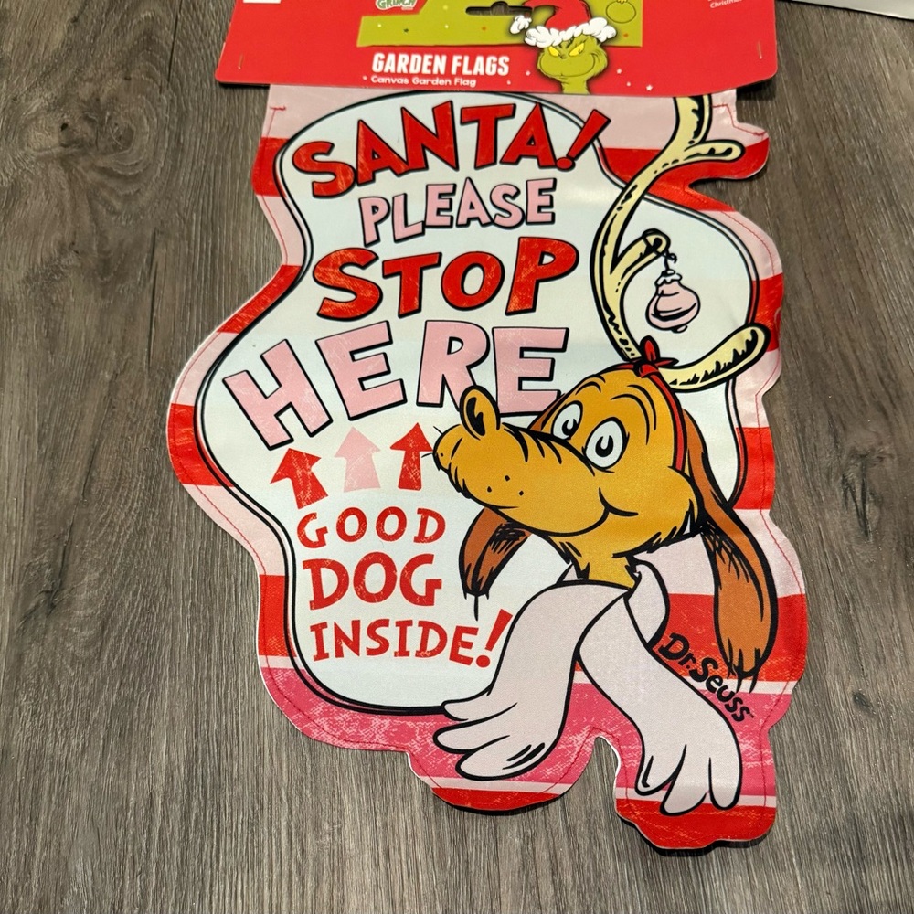 Absolutely Adorable Santa Please Stop Here Garden Flag- NWT